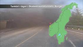 Brann i tankbil i Skatestraumstunnelen