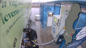 Kaasuvuoto kuorma-auto tankatessa, Norrköping