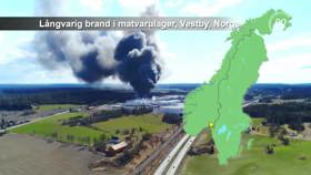 Långvarig brand i matvarulager