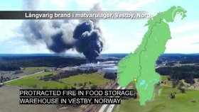Protracted fire in food storage warehouse in Vestby, Norway