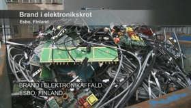 Brand i elektronikaffald i Esbo, Finland.