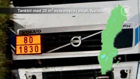 Säiliöauto rikkihappoa ojassa