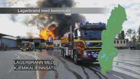 Lagerbrann med kjemikalieinnsats