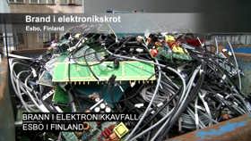 Brann i elektronikkavfall. Esbo, Finland