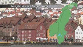Påsatte brande i Bergen, Norge.