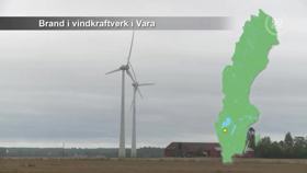 Brand i vindkraftverk i Vara