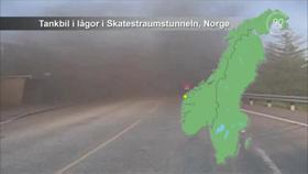 Säiliöauto tulessa Skatestraumin tunnelissa Norjassa