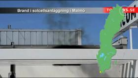 Brand i solcelleanlæg i Malmö.