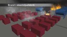 Brand i en stearinlysfabrik.