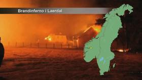 Brandinferno i Lærdal, Norge.